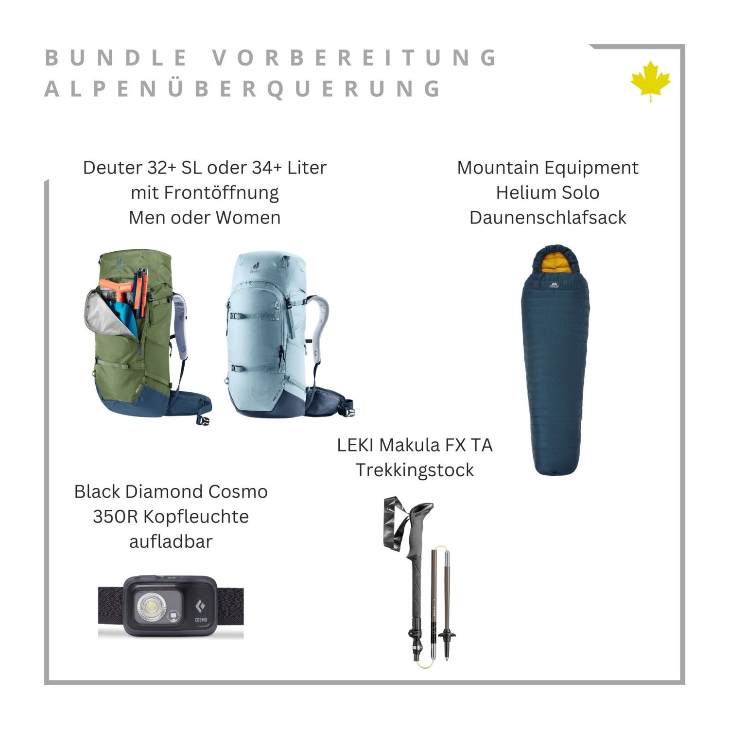 Bundle Vorbereitung Alpenüberquerung mit Hüttenübernachtung JETZT MIETEN bei Eddy's Adventure