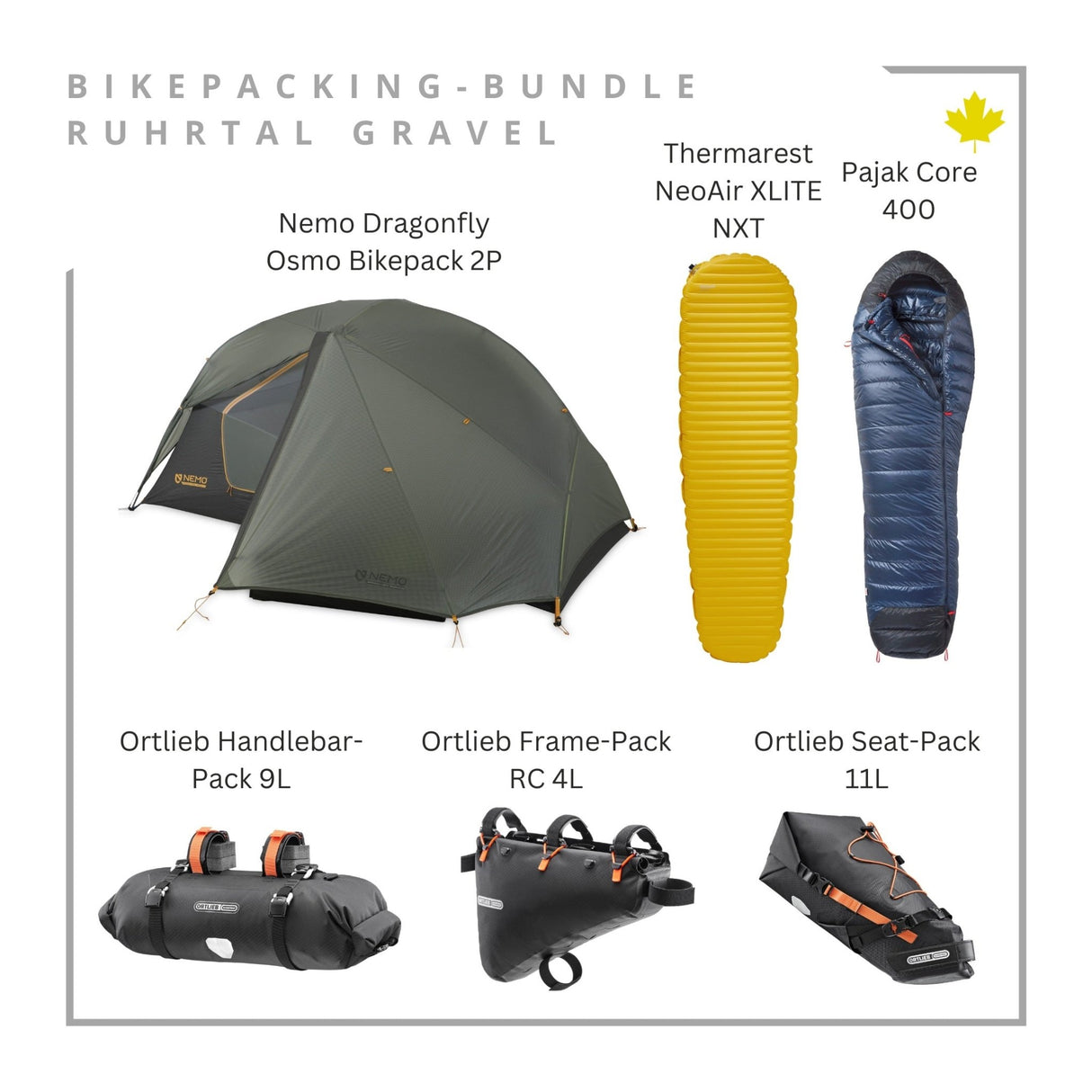 Bundle | Bikepacking - Bundle für 1 Person inkl. Zelt, Isomatte, Schlafsack | Eddy's Adventure
