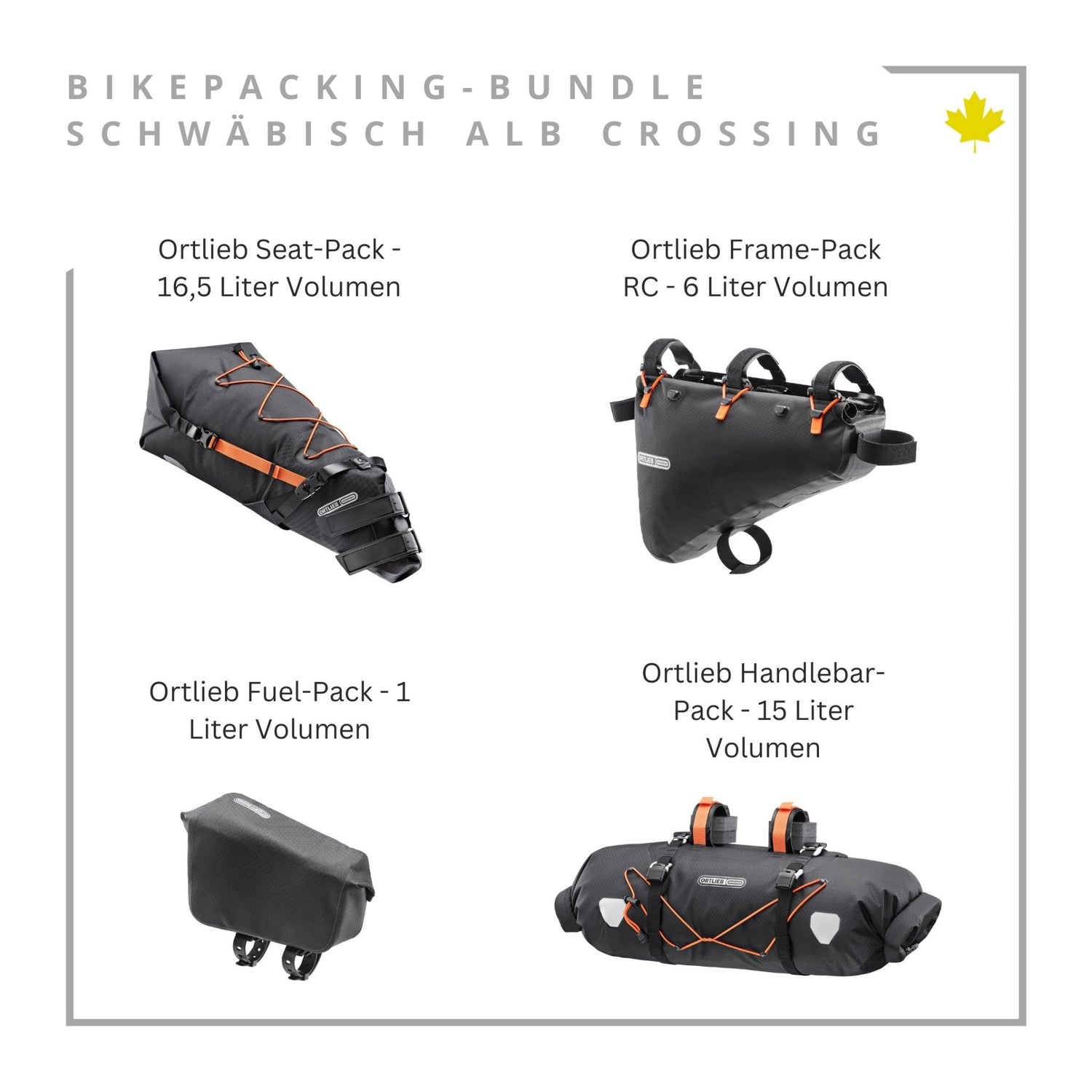 Bundle | Bikepacking - Bundle - 4 Ortlieb Fahrradtaschen - Volumen 38.5 Liter | Eddy's Adventure