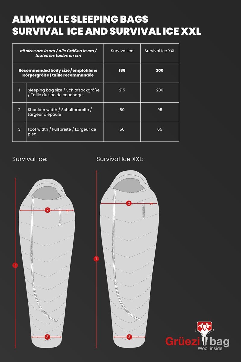 Grüezi Bag Biopod Wolle Survival Ice - Schlafsack für den harten Winter Survival Einsatz Survival - Schlafsack mieten I Eddy's Adventure