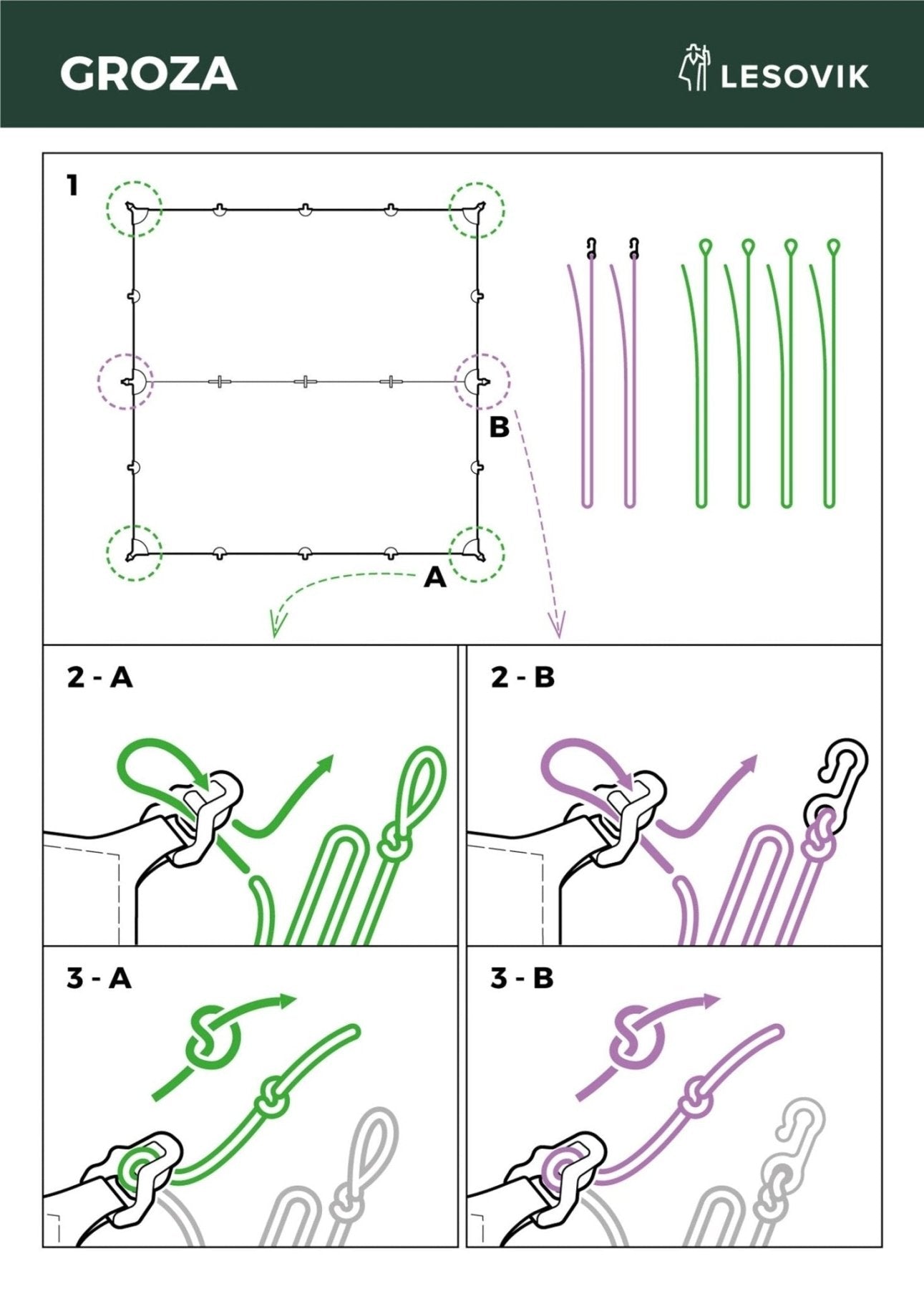 Lesovic Groza Tarp 300 x 300 cm - inkl. Abspannleinen (ohne Zeltheringe) (re - use) JETZT MIETEN bei Eddy's Adventure