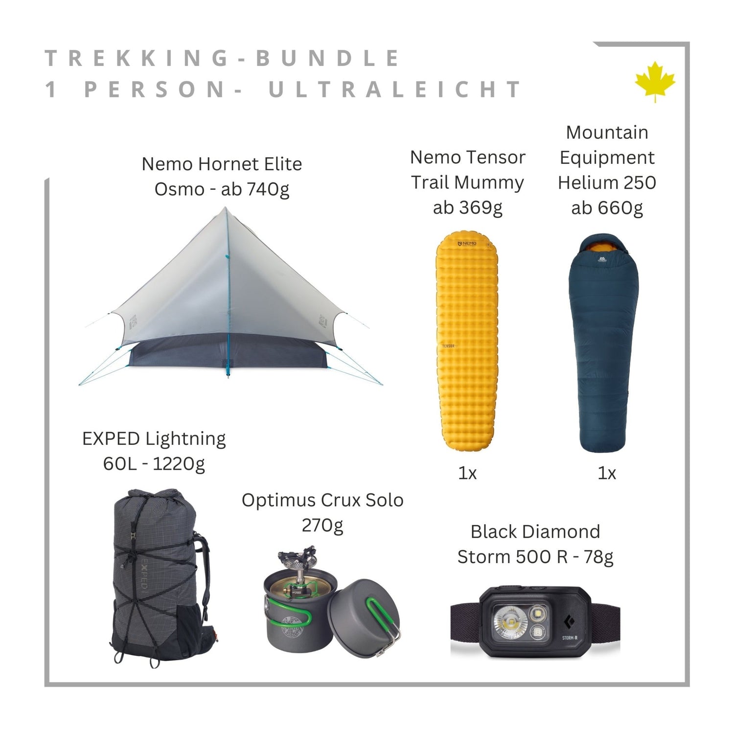 Bundle | Trekking - Bundle ultraleicht - 1 Person | Eddy's Adventure