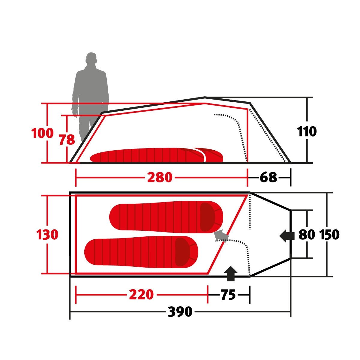 Wechsel Tents Tempest 2 - Tunnelzelt für 2 Personen 4 - Jahreszeiten