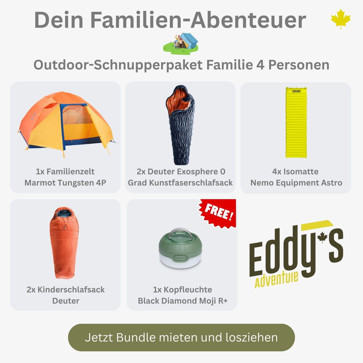 Outdoor-Schnupperpaket Familie 4 Personen
