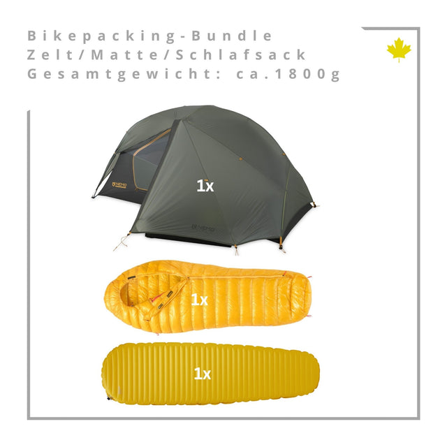 Bundle | Bikepacking - Bundle für 1 Person - Minimal - Gesamtwicht nur ca. 1800 g | Eddy's Adventure