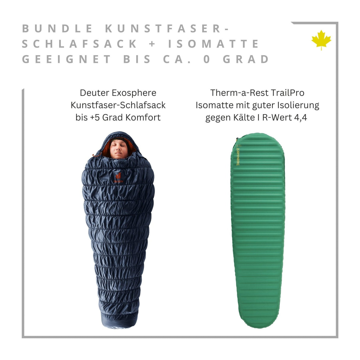 Bundle Kunstfaser - Schlafsack + Isomatte geeignet bis ca. 0 Grad JETZT MIETEN bei Eddy's Adventure