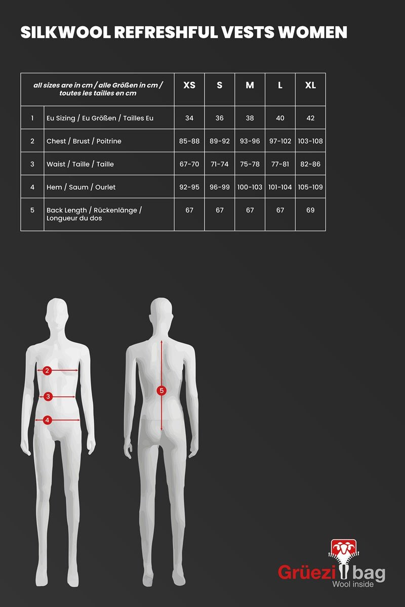 Grüezi bag Refreshful SilkWool Vest Women Isolationsweste | Black Isolationsweste mieten I Eddy's Adventure