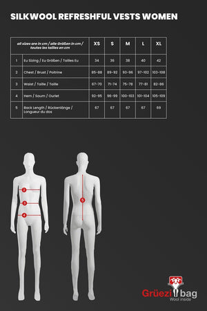 Grüezi bag Refreshful SilkWool Vest Women Isolationsweste | Black Isolationsweste mieten I Eddy's Adventure