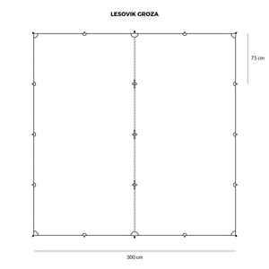 Lesovic Groza Tarp 300 x 300 cm - inkl. Abspannleinen (ohne Zeltheringe) (re - use) JETZT MIETEN bei Eddy's Adventure