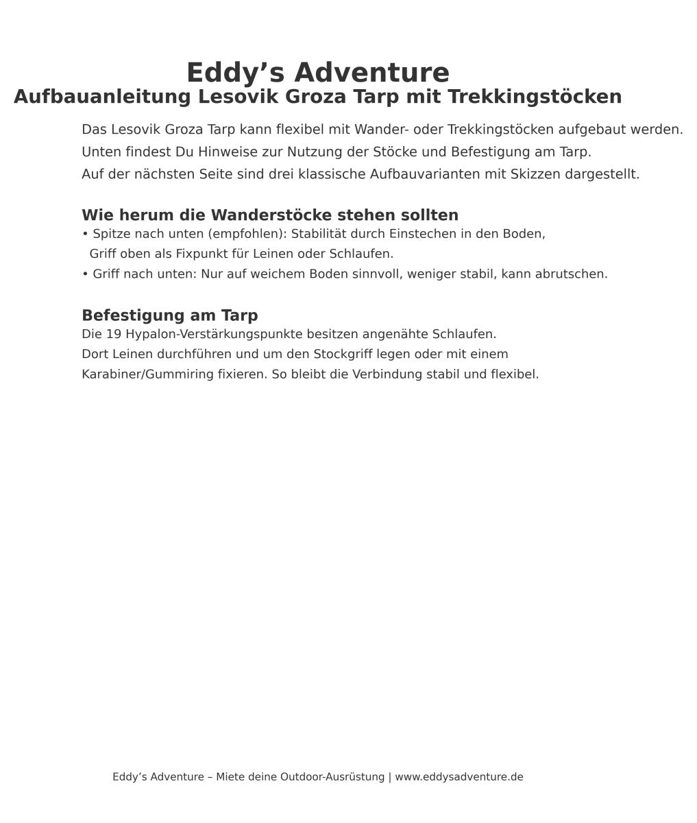 Lesovik Groza Tarp 300 x 300 cm - inkl. Abspannleinen (ohne Zeltheringe) Tarps/ Wings/ Shelter mieten I Eddy's Adventure