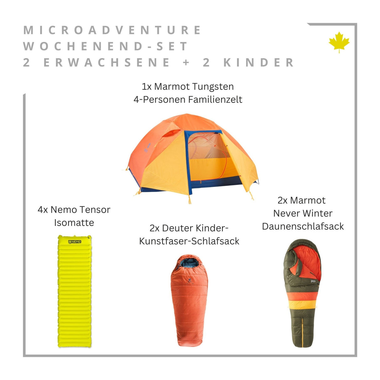 Microadventure Wochenend - Set 2 Erwachsene + 2 Kinder - Familienabenteuer JETZT MIETEN bei Eddy's Adventure
