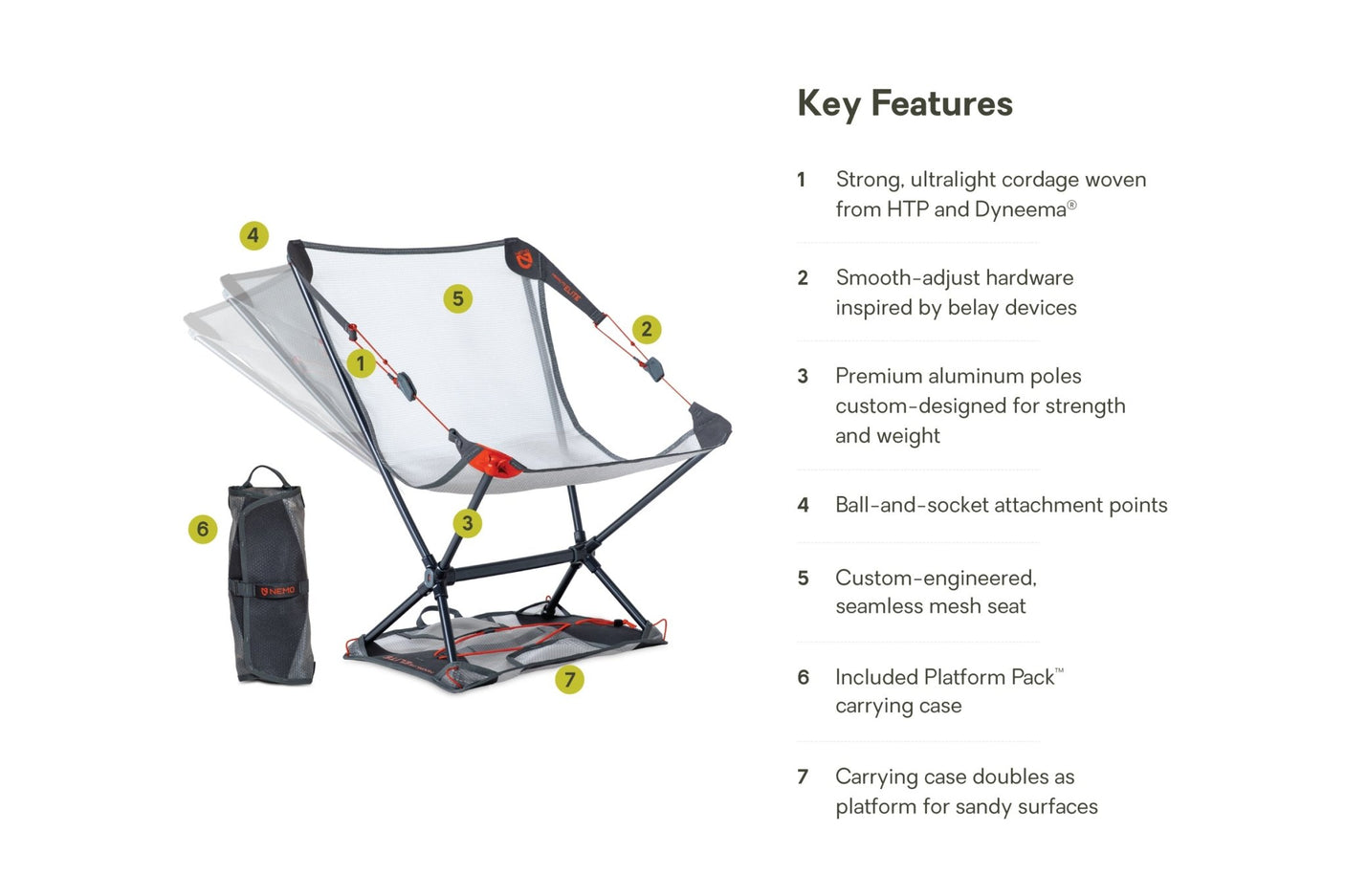 Nemo Moonlite Elite Reclining Chair - ultraleichter Stuhl mit nur 523g Gewicht JETZT MIETEN bei Eddy's Adventure