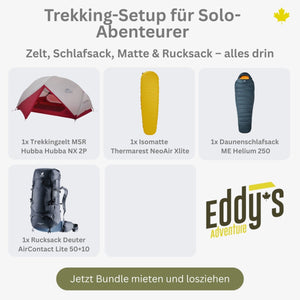 Trekking - Setup für Solo - Abenteurer Bundle mieten I Eddy's Adventure