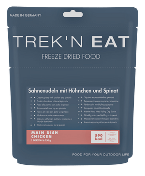 Trek'n Eat - Sahnenudeln mit Hühnchen und Spinat - Trekkingnahrung