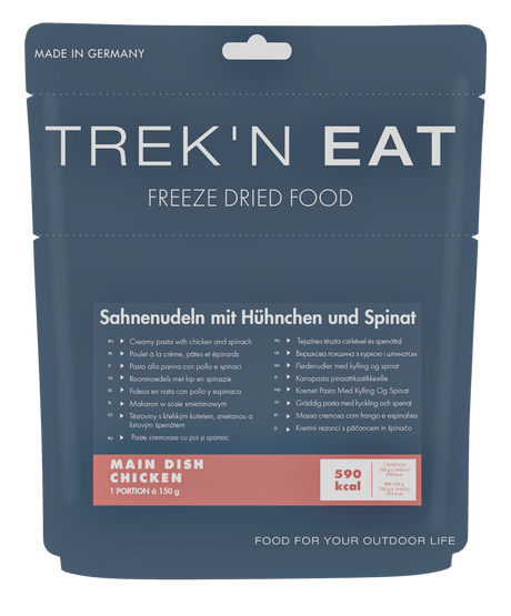 Trek'n Eat - Sahnenudeln mit Hühnchen und Spinat - Trekkingnahrung