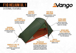 Vango F10 Helium UL 1 - ultraleichtes Bikepacking - /Trekkingzelt 1 Person