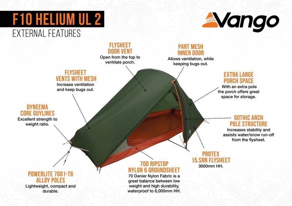 Vango F10 Helium UL 2 - ultraleichtes Bikepacking - /Trekkingzelt 2 Personen