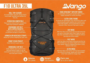 Vango F10 Ultra 35L ultraleichter Fastpacking-Rucksack